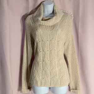 Old Navy Cream Cable Knit Cowl Neck Sweater Large